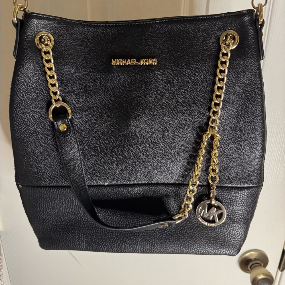 Michael Kors Black Leather Shoulder Bag